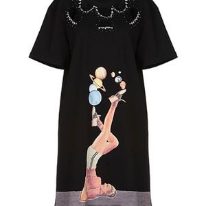 Silvean Heach girl and planets midi dress with rhinestones